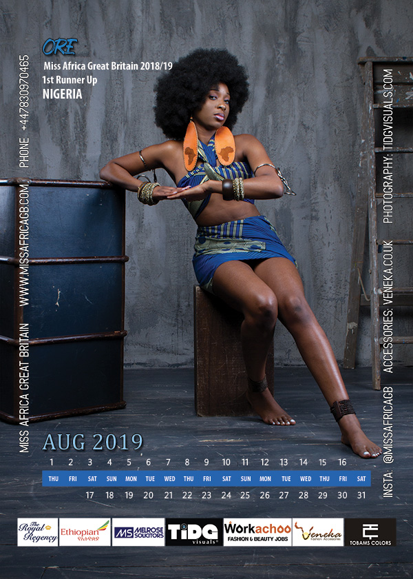 MISS AFRICA GB 2019 CALENDAR